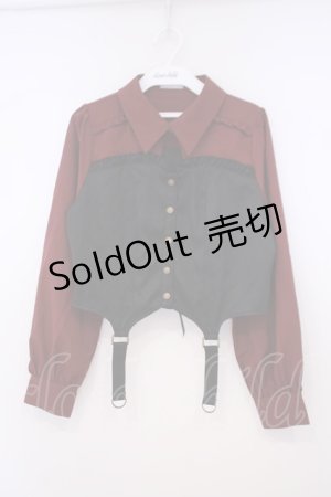 画像: axes femme POETIQUE / ビスチェデザインブラウス M ワイン×クロ O-26-01-29-037-AX-BL-OW-ZT0131B