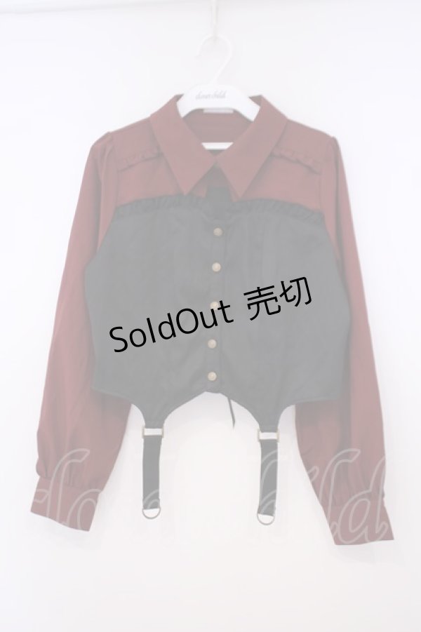 画像1: axes femme POETIQUE / ビスチェデザインブラウス M ワイン×クロ O-26-01-29-037-AX-BL-OW-ZT0131B (1)