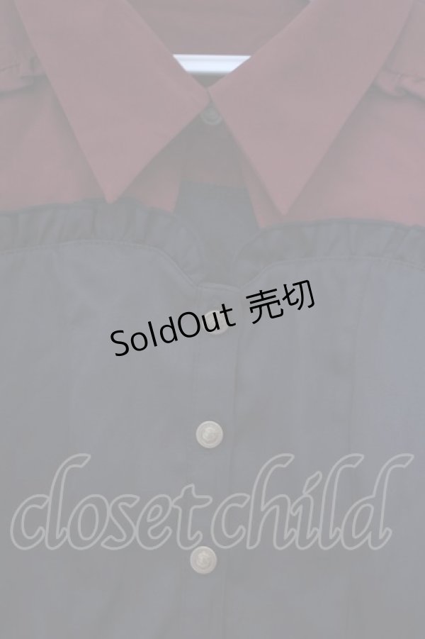 画像2: axes femme POETIQUE / ビスチェデザインブラウス M ワイン×クロ O-26-01-29-037-AX-BL-OW-ZT0131B (2)