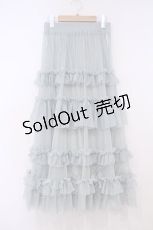 画像: axes femme / フリルチュールティアードスカート F グリーン O-26-01-29-040-AX-SK-OW-ZT0131B