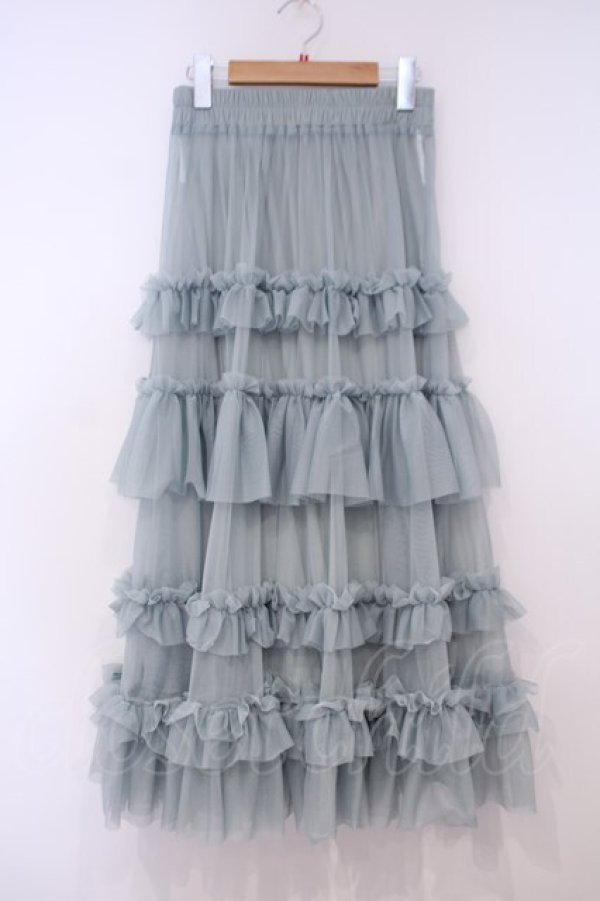 画像1: axes femme / フリルチュールティアードスカート F グリーン O-26-01-29-040-AX-SK-OW-OS (1)