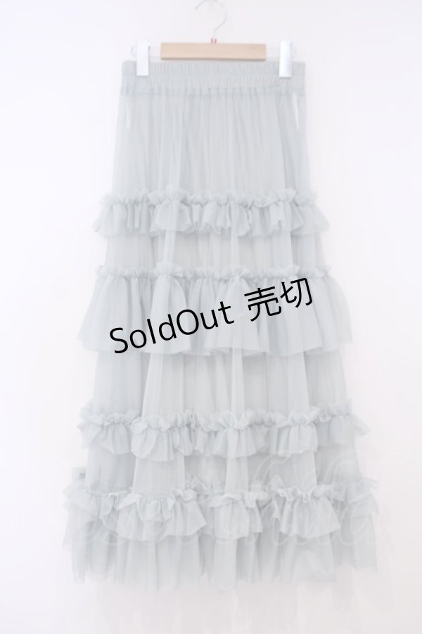 画像1: axes femme / フリルチュールティアードスカート F グリーン O-26-01-29-040-AX-SK-OW-ZT0131B (1)