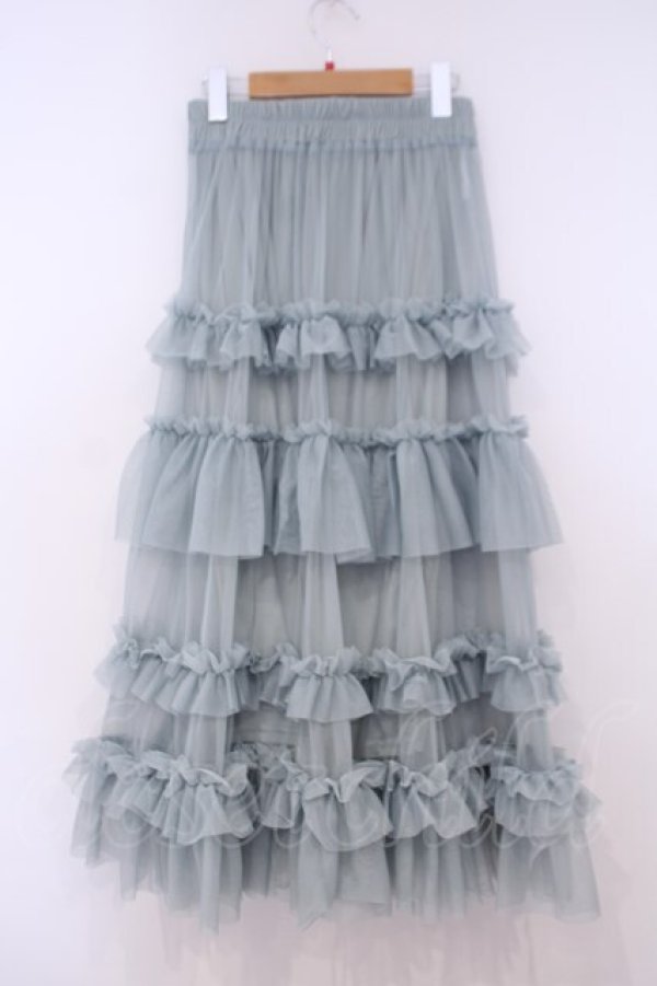 画像3: axes femme / フリルチュールティアードスカート F グリーン O-26-01-29-040-AX-SK-OW-OS (3)