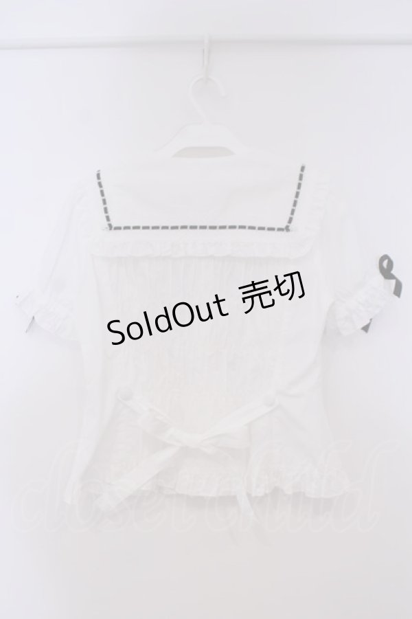 画像4: metamorphose / はわせ刺繍セーラーブラウス M シロ O-26-01-29-042-ME-BL-YM-OS (4)