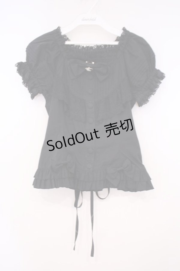 画像1: metamorphose / ラウンド切替半袖ブラウス（ラッセル）  クロ O-26-01-29-043-ME-BL-OW-OS (1)