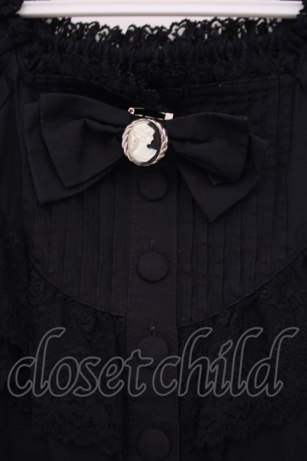 画像2: metamorphose / ラウンド切替半袖ブラウス（ラッセル）  クロ O-26-01-29-043-ME-BL-OW-OS (2)