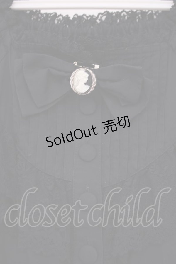 画像2: metamorphose / ラウンド切替半袖ブラウス（ラッセル）  クロ O-26-01-29-043-ME-BL-OW-OS (2)