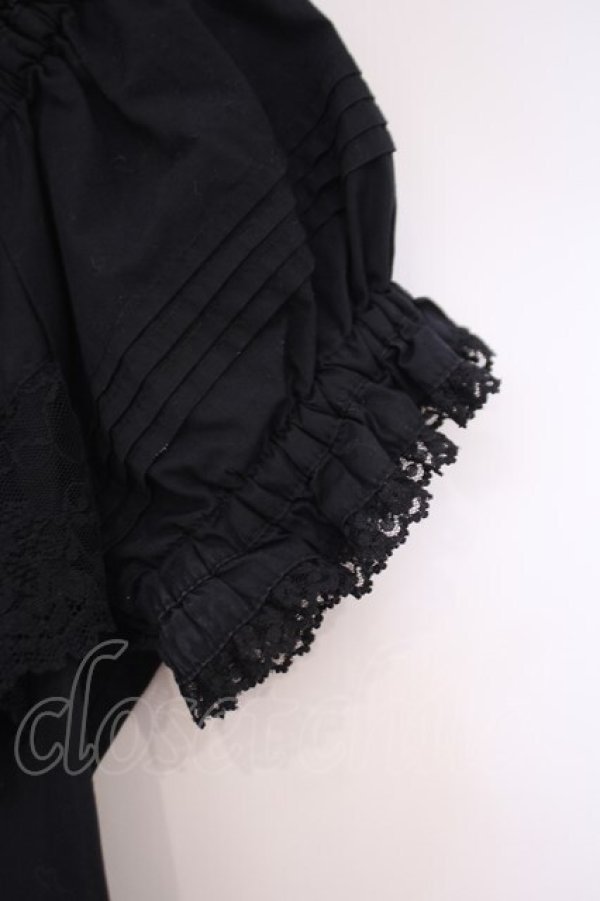 画像3: metamorphose / ラウンド切替半袖ブラウス（ラッセル）  クロ O-26-01-29-043-ME-BL-OW-OS (3)