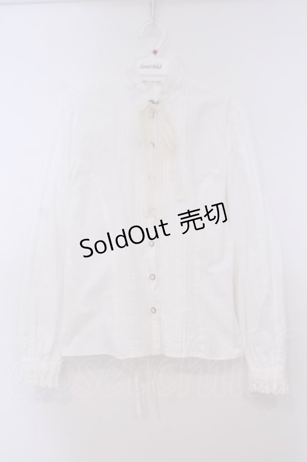 画像1: Victorian maiden / レースリボン付スタンドカラーブラウス  シロ O-26-01-29-046-CL-BL-OW-OS (1)