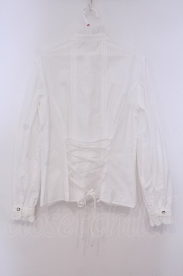 画像4: Victorian maiden / レースリボン付スタンドカラーブラウス  シロ O-26-01-29-046-CL-BL-OW-OS (4)