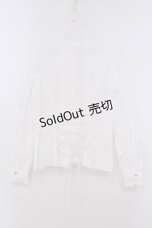 画像4: Victorian maiden / レースリボン付スタンドカラーブラウス  シロ O-26-01-29-046-CL-BL-OW-OS (4)