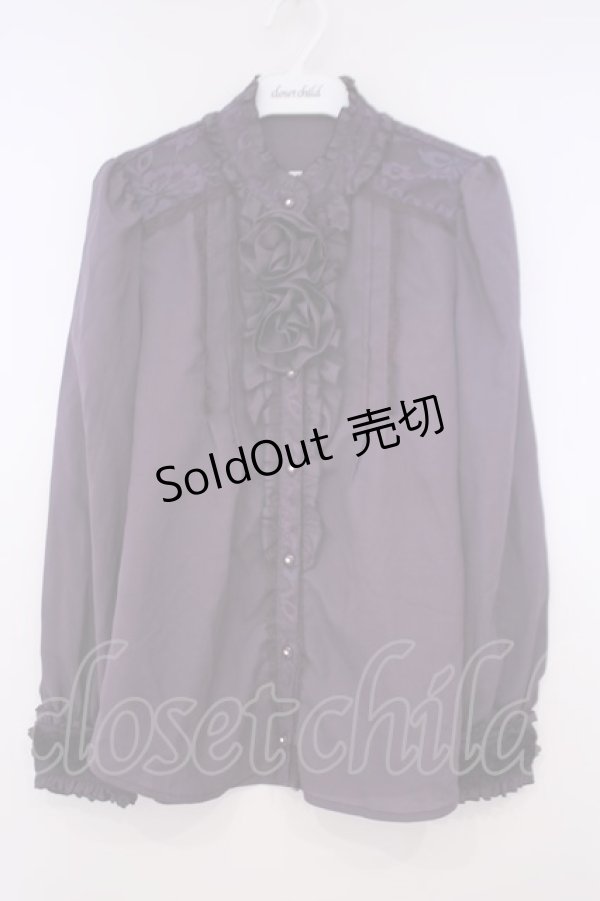 画像1: axes femme / ローズモチーフ使いブラウス M パープル O-26-01-29-049-AX-BL-OW-OS (1)