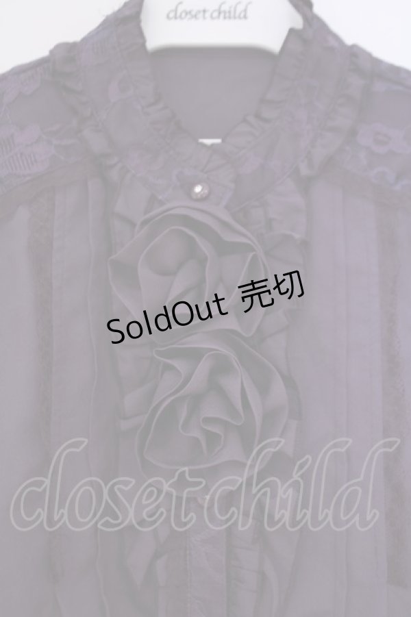 画像2: axes femme / ローズモチーフ使いブラウス M パープル O-26-01-29-049-AX-BL-OW-OS (2)