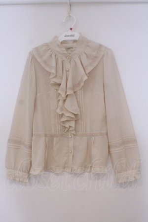 画像: axes femme / ラッフルフリル梨地ブラウス M キナリ O-26-01-29-051-AX-BL-OW-OS