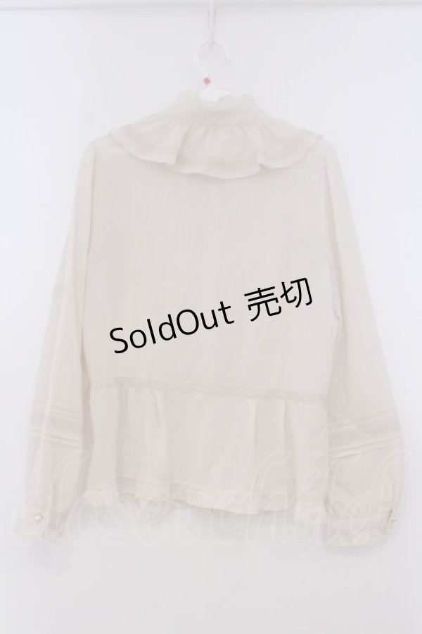 画像3: axes femme / ラッフルフリル梨地ブラウス M キナリ O-26-01-29-051-AX-BL-OW-OS (3)