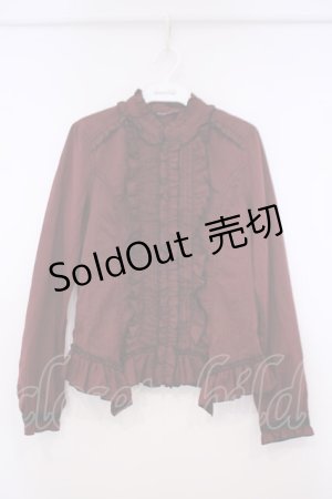 画像: ALGONQUINS / ストライプフリルブラウス F ワイン O-26-01-29-052-AL-BL-OW-OS