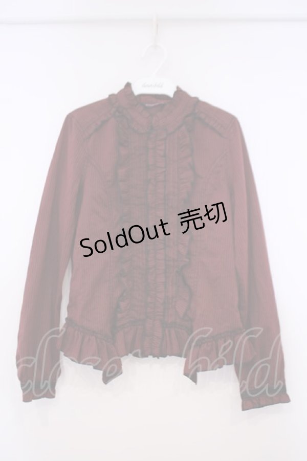 画像1: ALGONQUINS / ストライプフリルブラウス F ワイン O-26-01-29-052-AL-BL-OW-OS (1)