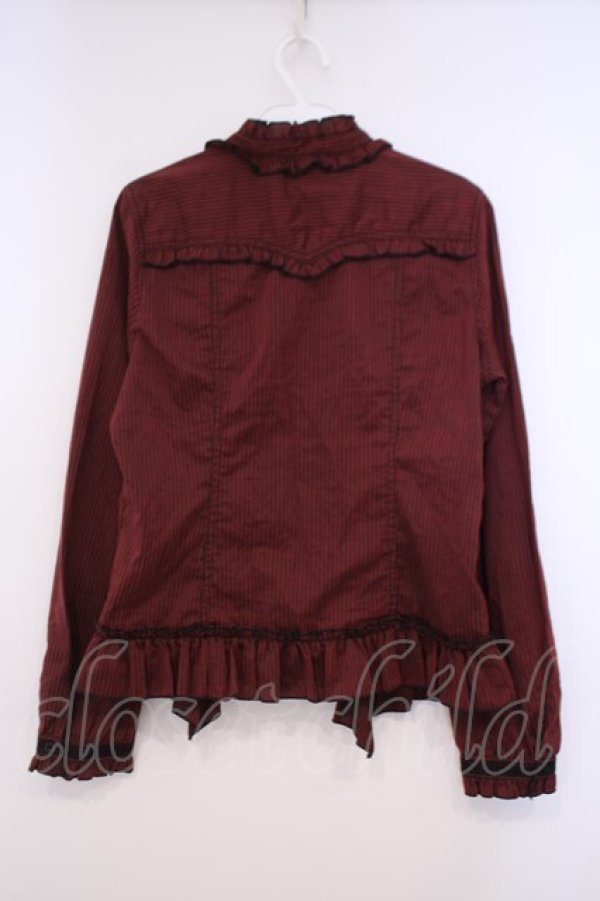 画像4: ALGONQUINS / ストライプフリルブラウス F ワイン O-26-01-29-052-AL-BL-OW-OS (4)