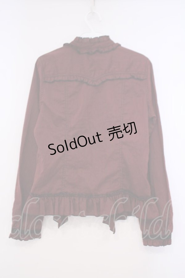 画像4: ALGONQUINS / ストライプフリルブラウス F ワイン O-26-01-29-052-AL-BL-OW-OS (4)