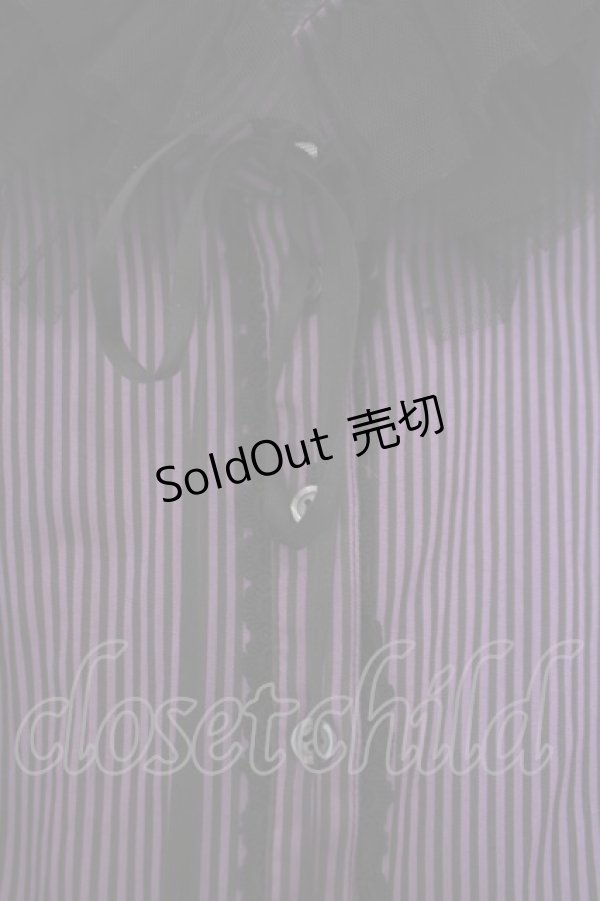 画像2: BPN / 付け襟付きストライプブラウス M パープル O-26-01-29-053-GO-BL-OW-OS (2)