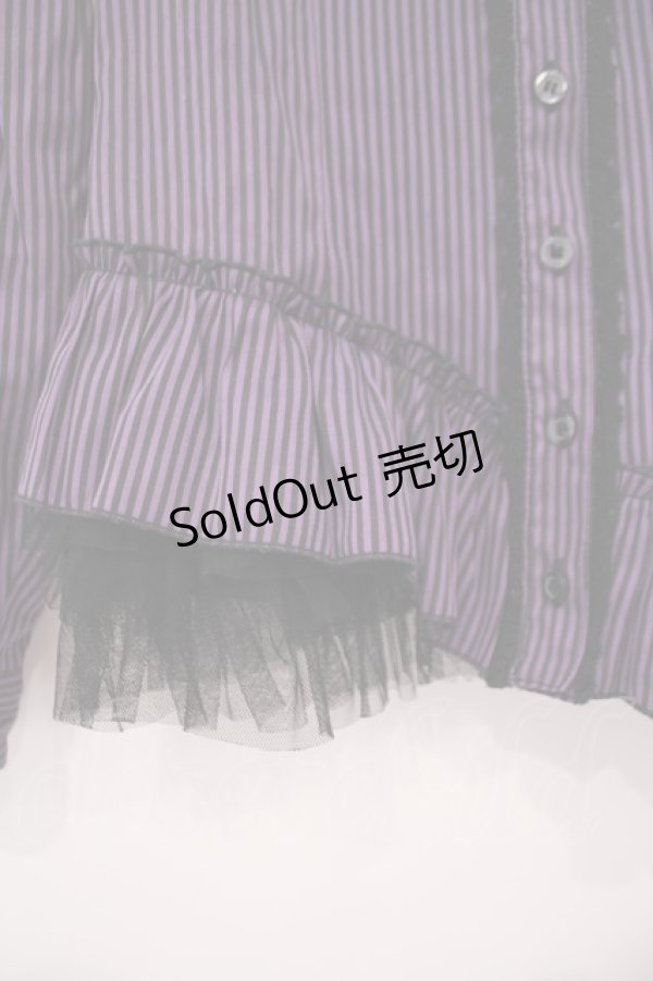 画像3: BPN / 付け襟付きストライプブラウス M パープル O-26-01-29-053-GO-BL-OW-OS (3)