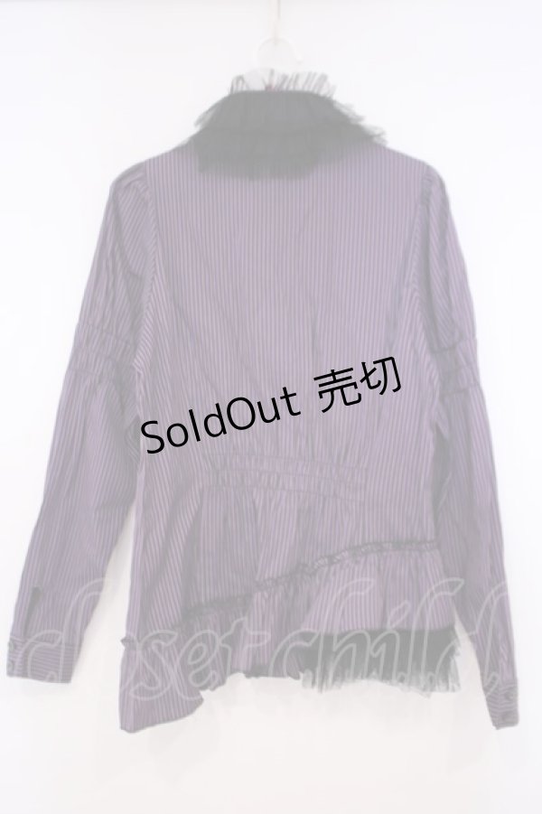 画像4: BPN / 付け襟付きストライプブラウス M パープル O-26-01-29-053-GO-BL-OW-OS (4)