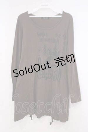 画像: PEACE NOW / キャットptドロストカットソー M カーキグリーン O-26-01-29-054-PU-TO-OW-OS