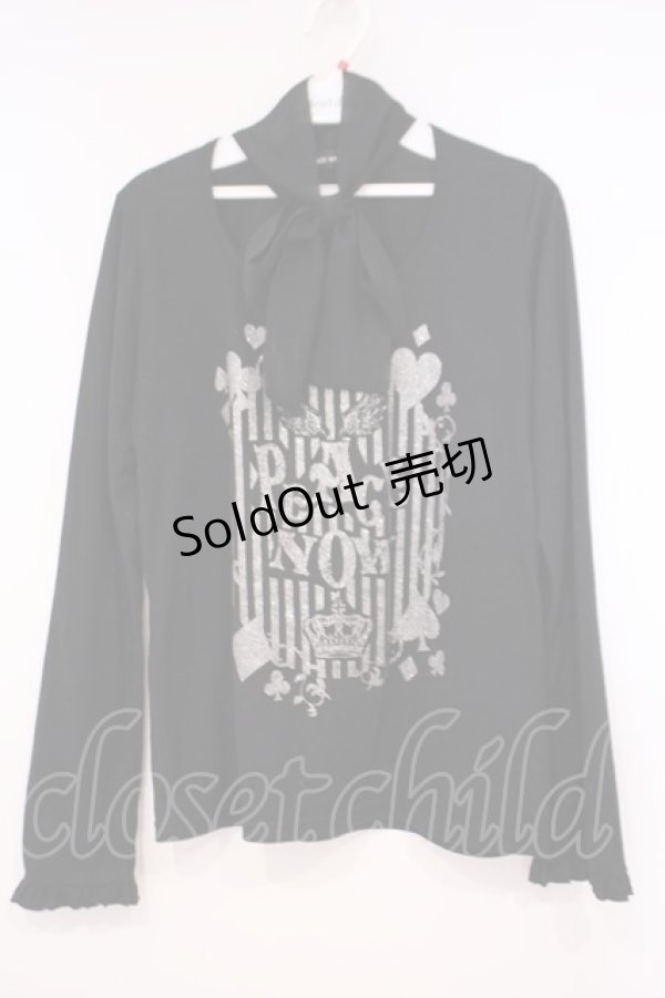 画像1: PEACE NOW / シフォンリボン付きカットソー M ブラック O-26-01-29-056-PU-TO-OW-OS (1)