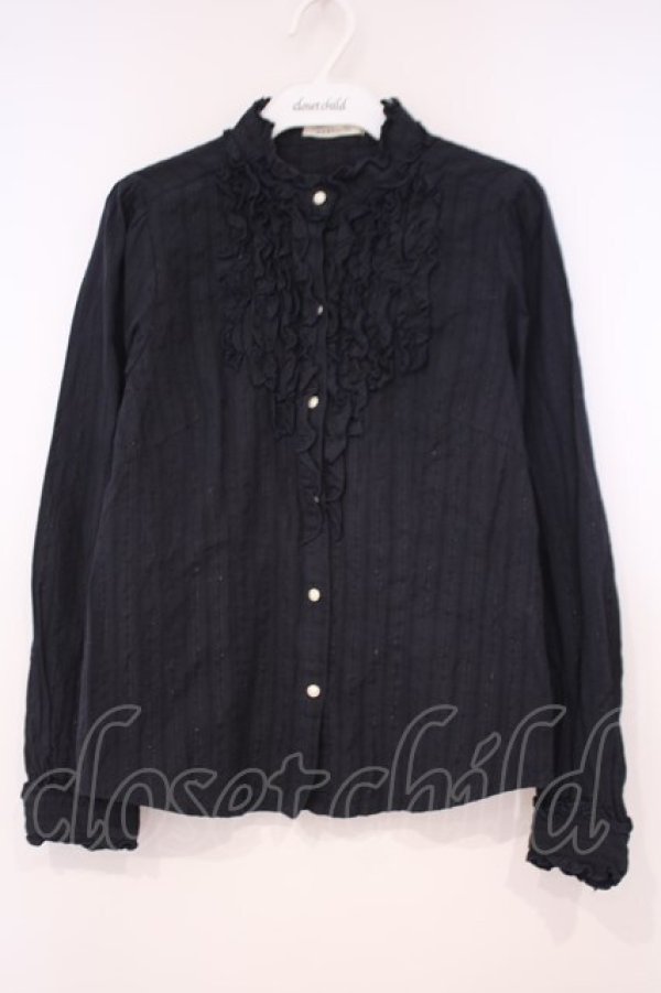 画像1: axes femme / ラメストライプブラウス M クロ O-26-01-29-057-AX-BL-OW-OS (1)