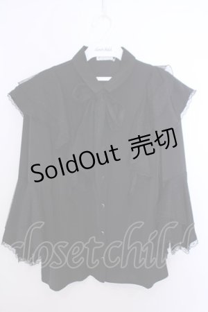 画像: axes femme / ドットチュールリボン姫袖ブラウス F クロ O-26-01-29-1005-AX-BL-OW-OS