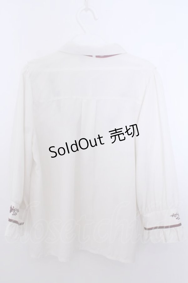 画像2: axes femme / バラ刺繍ヨーク切替七分袖ブラウス M キナリ O-26-01-29-1040-AX-BL-OW-OS (2)