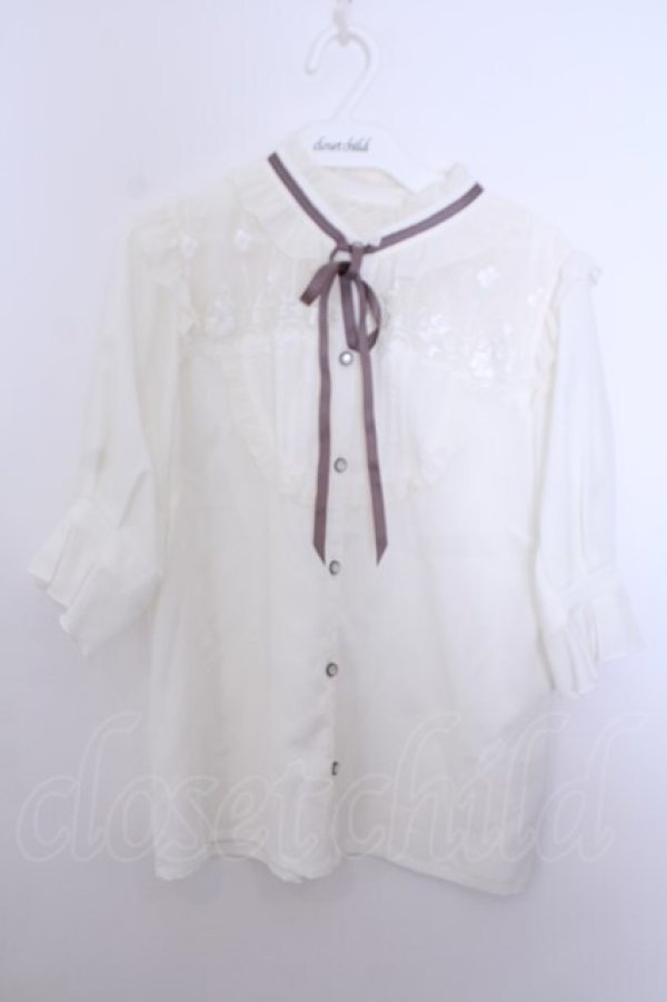 画像1: axes femme / チュールレース使いブラウス M キナリ O-26-01-29-1041-AX-BL-OW-OS (1)