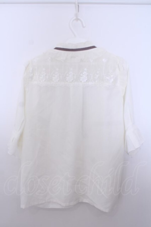 画像2: axes femme / チュールレース使いブラウス M キナリ O-26-01-29-1041-AX-BL-OW-OS (2)