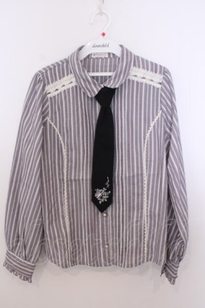 画像: axes femme / ネクタイ付ブラウス M グレー O-26-01-29-1042-AX-BL-OW-OS
