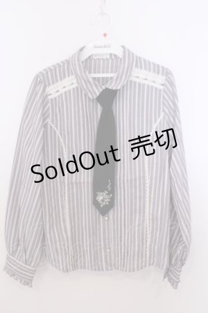 画像: axes femme / ネクタイ付ブラウス M グレー O-26-01-29-1042-AX-BL-OW-OS