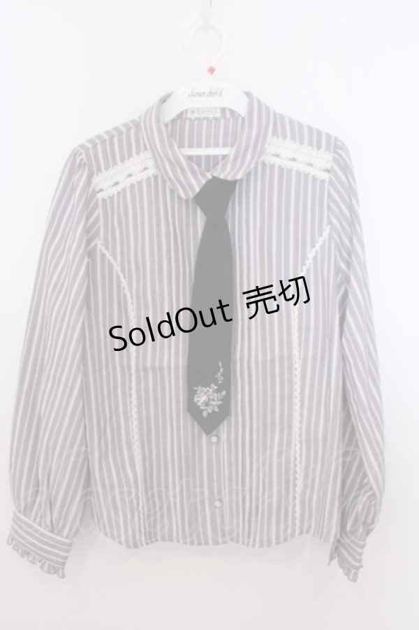 画像1: axes femme / ネクタイ付ブラウス M グレー O-26-01-29-1042-AX-BL-OW-OS (1)