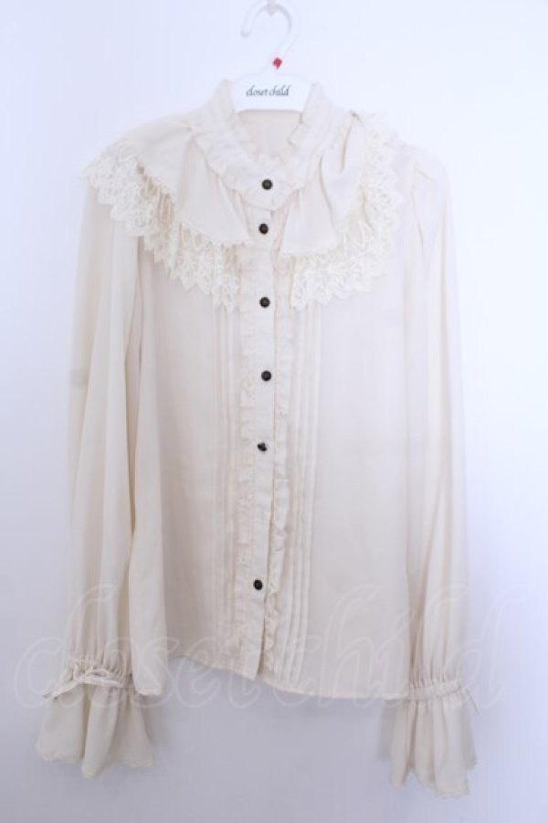 画像1: axes femme kawaii / バラレースフリルブラウス M キナリ O-26-01-29-1043-AX-BL-OW-OS (1)