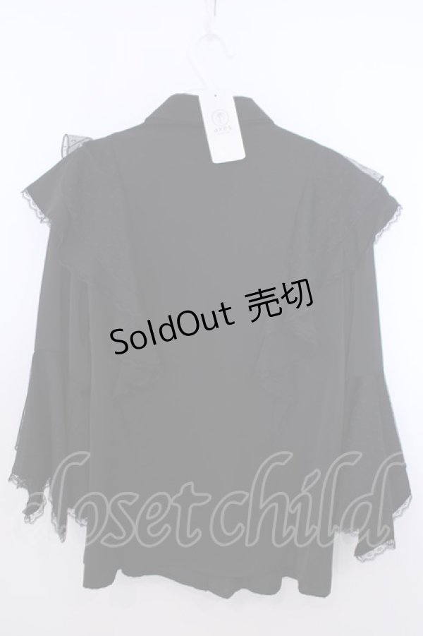 画像2: axes femme / ドットチュールリボン姫袖ブラウス F クロ O-26-01-29-1005-AX-BL-OW-OS (2)