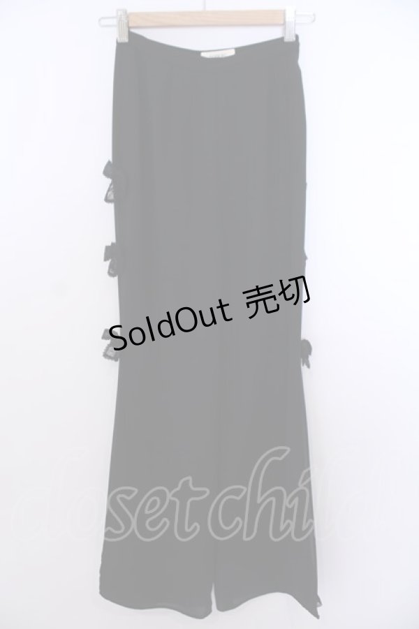 画像1: INGEBORG / サイドレースリボンパンツ S クロ O-26-01-29-1046-LO-PA-IG-OS (1)