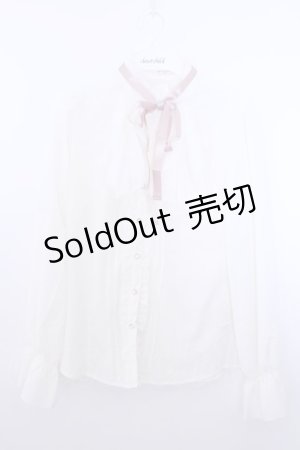 画像: axes femme / リボン付フリルブラウス M キナリ O-26-01-29-1006-AX-BL-OW-OS