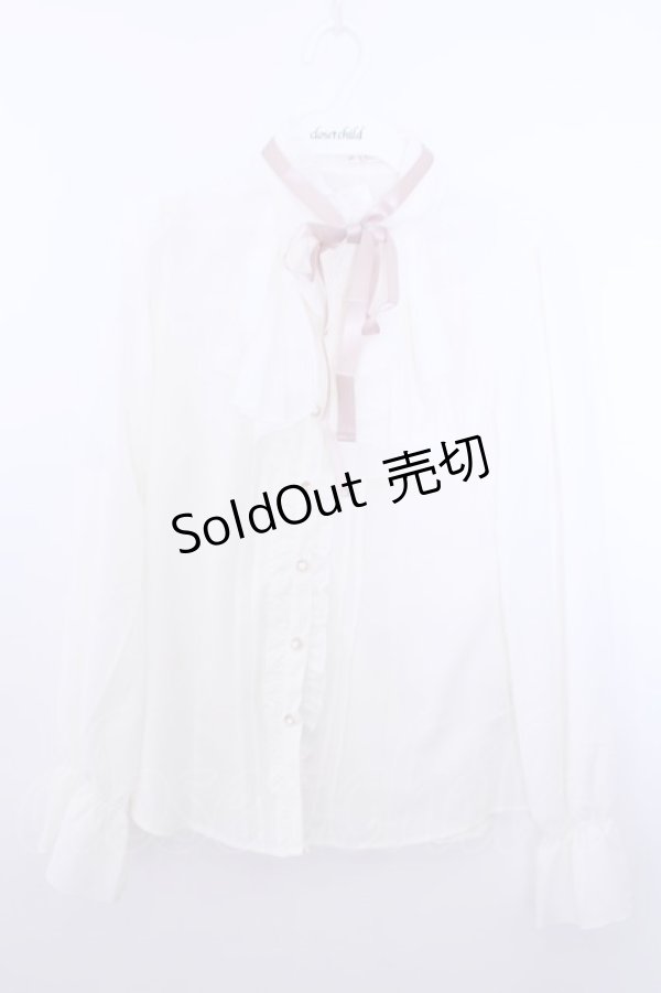 画像1: axes femme / リボン付フリルブラウス M キナリ O-26-01-29-1006-AX-BL-OW-OS (1)