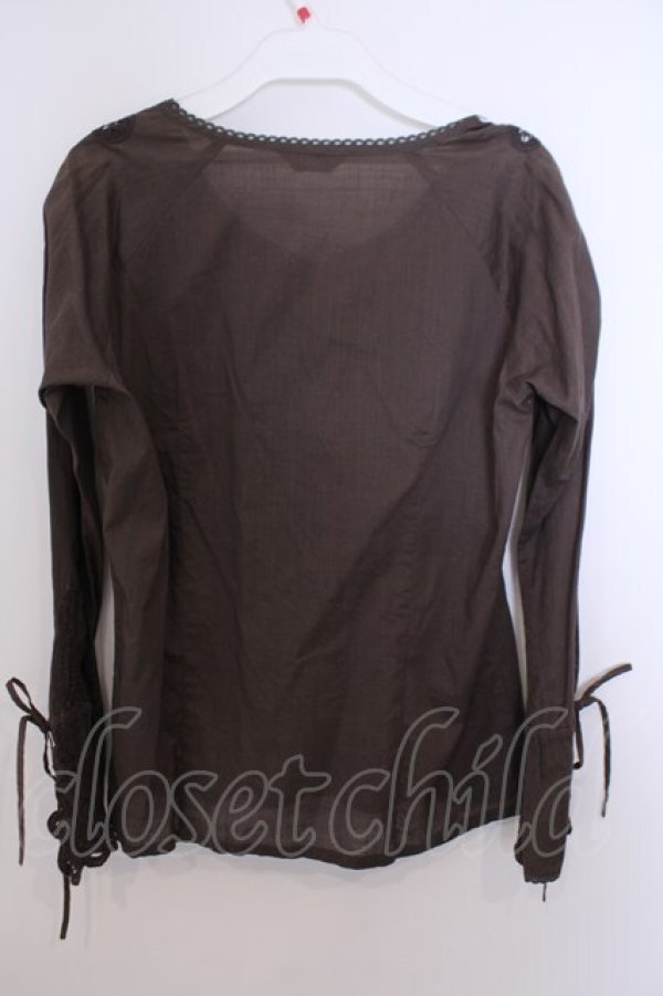 画像2: INGEBORG / コードフラワーモチーフブラウス S ブラウン O-26-01-29-1048-LO-BL-IG-OS (2)