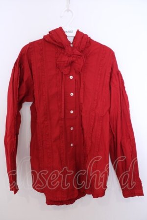 画像: PINK HOUSE / フリルフードリボンブラウス  アカ O-26-01-29-1051-LO-BL-IG-OS