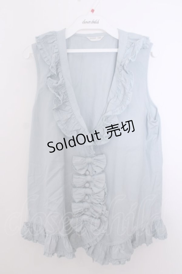 画像1: KANEKO ISAO / フリルタックリボンベスト  サックス O-26-01-29-1052-EL-TO-IG-OS (1)