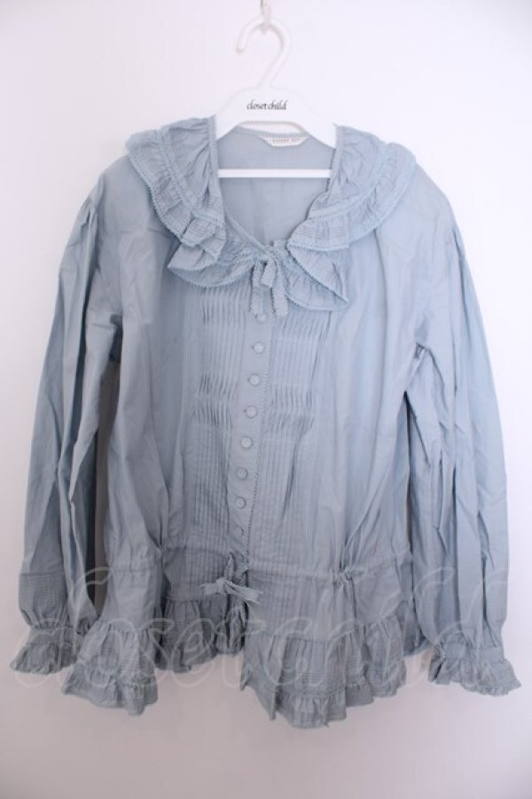 画像1: KANEKO ISAO / フリルタックブラウス  サックス O-26-01-29-1053-EL-BL-IG-OS (1)