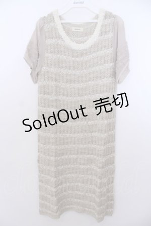 画像: INGEBORG / ボーダーミックスツイードワンピース 9 アイボリー×ベージュ O-26-01-29-1054-LO-OP-IG-ZT604