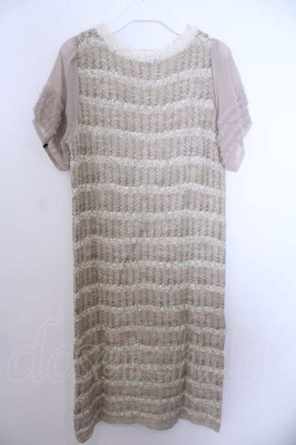 画像2: INGEBORG / ボーダーミックスツイードワンピース 9 アイボリー×ベージュ O-26-01-29-1054-LO-OP-IG-OS (2)
