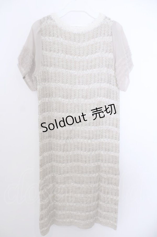 画像2: INGEBORG / ボーダーミックスツイードワンピース 9 アイボリー×ベージュ O-26-01-29-1054-LO-OP-IG-ZT604 (2)