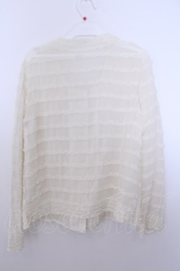 画像2: INGEBORG / シフォンフリルボーダーカーディガン 3(9号) アイボリー O-26-01-29-1058-LO-TO-IG-OS (2)