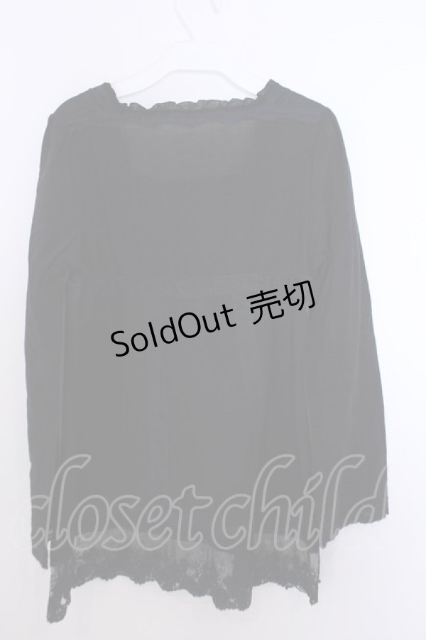 画像3: INGEBORG / スクエアレースカットソー 9 クロ×ネイビー O-26-01-29-1059-LO-TO-IG-ZT604 (3)